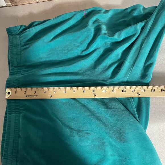 Vintage 90s FILA Pants Men 38 Teal Velour Sweatpants Joggers Elastic Cuffs Logo - Picture 10 of 12